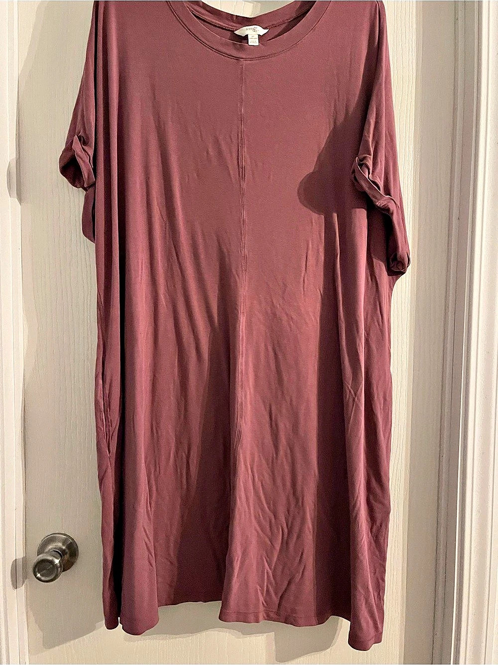 Terra & Sky Short Sleeve T-Shirt Dress Maxi Dress in Pink Size 2X